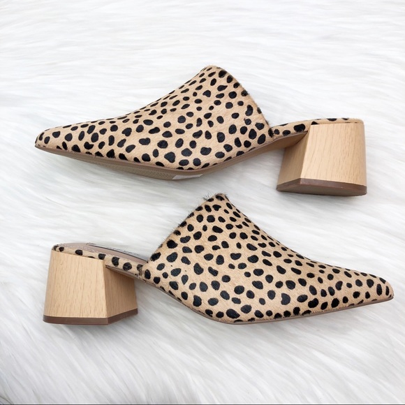 New Steven New York Fannie Cheetah Calf Hair Mules - Picture 6 of 13